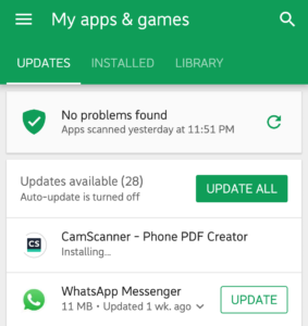 Update the Google Play services app